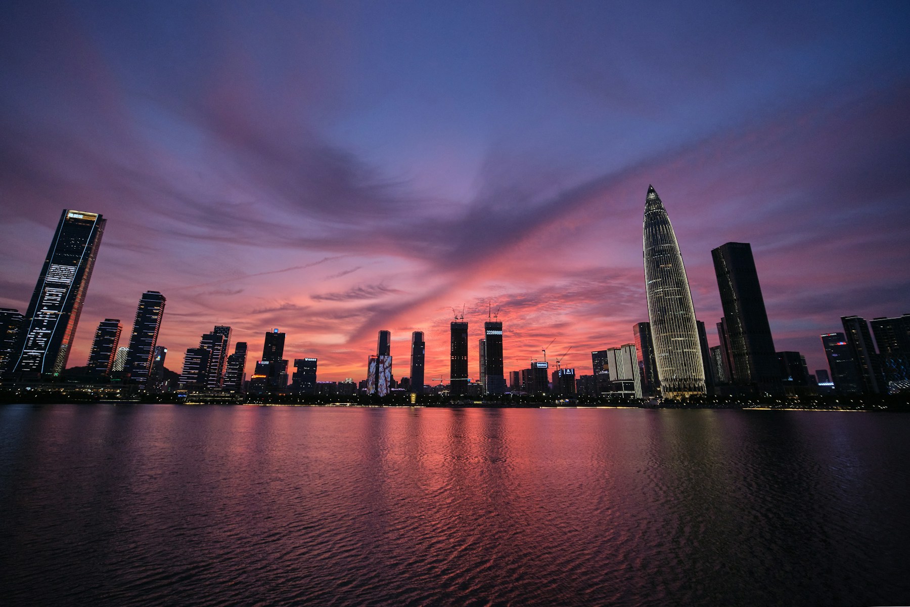 Shenzhen skyline at sunset, home of Musheng Consulting's China office